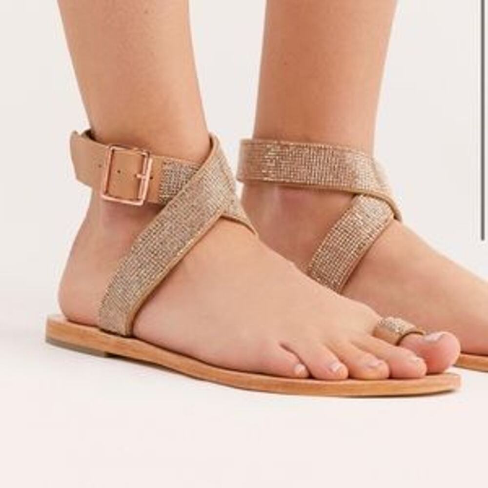 Free People Sunset Cruise Minimal Toe Ring Crystal Wrap Sandals Women's 40/9